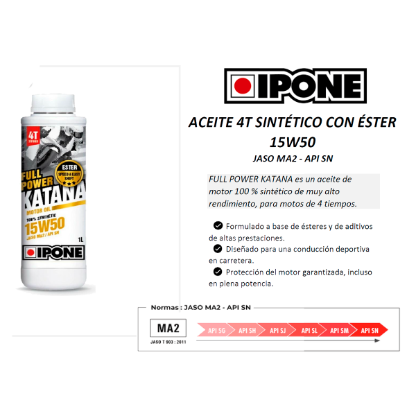 Aceite Para Motor De Moto Ipone Katana 15w50 4 Tiempos_1